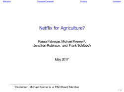 Netflix for Agriculture? - International Center for Evaluation and