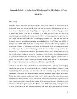 Garments Industry in India: Some Reflections on Size Distribution of
