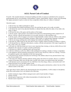 AGLL Parent Code of Conduct