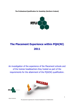 The Professional Qualification for Headship (Northern Ireland) The