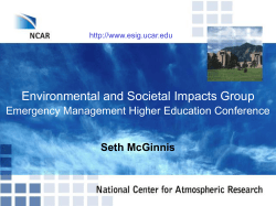 Environmental and Societal Impacts Group Emergency