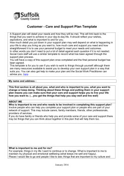 The Support Plan - Suffolk County Council