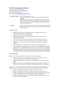 ME 3322 Thermodynamics (Required) Teacher : Nico F. Declercq