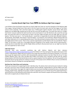 Coombe Bissett High Fives Team WIN the Salisbury High Fives