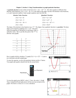 Chapter 2, Section 1: Using Transformations to graph quadratic
