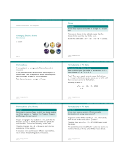 Arranging Distinct Items Recap Permutations