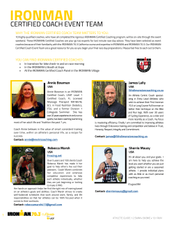 1 WHY THE IRONMAN CERTIFIED COACH TEAM MATTERS TO YOU