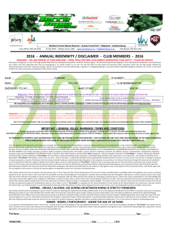 2016 - annual indemnity / disclaimer - club members
