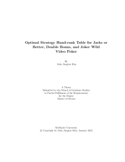 Optimal Strategy Hand-rank Table for Jacks or Better