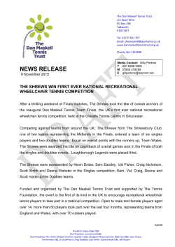 NEWS RELEASE 9 November 2015 THE SHREWS WIN FIRST