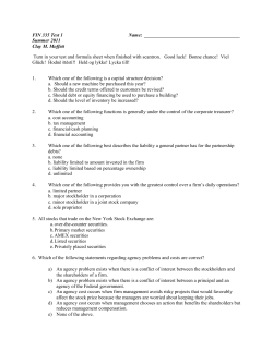 FIN 335 Summer 2014 Test 1