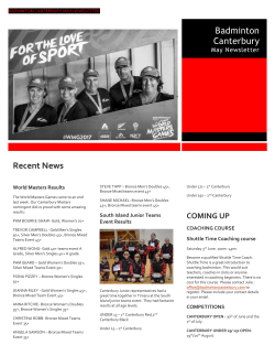Newsletter - Badminton Canterbury