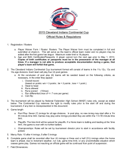 2015 Cleveland Indians Continental Cup Official Rules