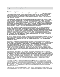 Assignment 3 &ndash; Treasury Regulations Question 1 (10 points) The