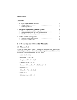 Contents 1 Set Theory and Probability Measures