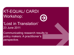 3. Communicating research results to policy makers 4