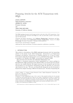 Preparing Articles for the ACM Transactions with