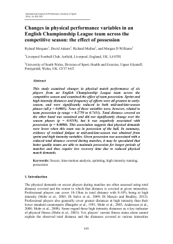 Changes in physical performance variables in an English