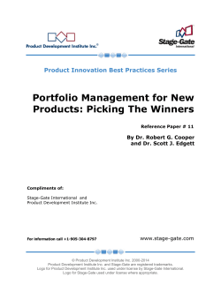 Portfolio Management for New Products - Stage