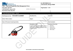 Plant and Equipment Risk Management Form