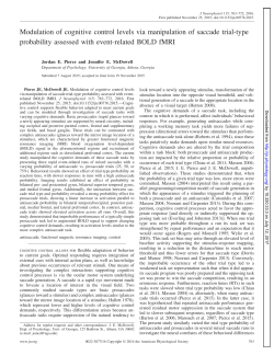 Modulation of cognitive control levels via manipulation of saccade
