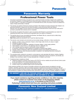 Panasonic Warranty Professional Power Tools