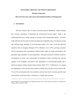 1 ECONOMIC GROWTH AND THE ENVIRONMENT