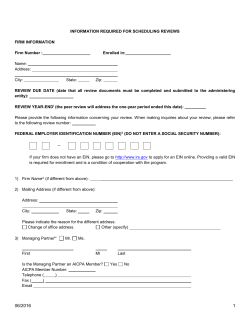 Information Required for Scheduling Review