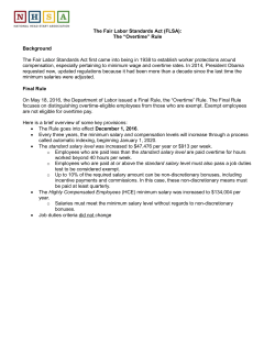 The Fair Labor Standards Act (FLSA): The &ldquo;Overtime&rdquo; Rule