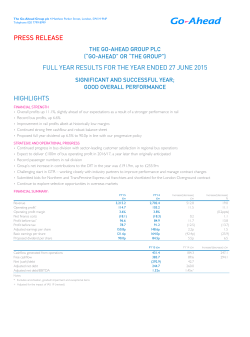 press release full year results for the year ended 27 june 2015