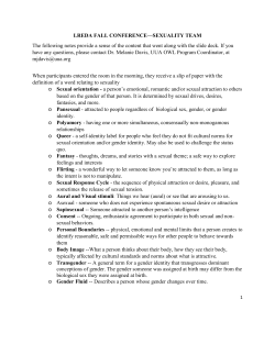 LREDA FALL CONFERENCE&mdash;SEXUALITY TEAM The following