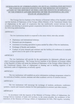 MOU on Mutual Cooperation between the Foreign Service Institute