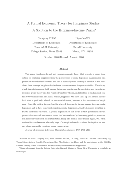 A Formal Economic Theory for Happiness Studies
