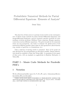 Probabilistic Numerical Methods for Partial Di erential Equations
