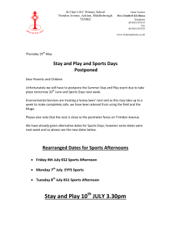 Stay and Play 10 JULY 3.30pm - St Clare`s RC Primary School