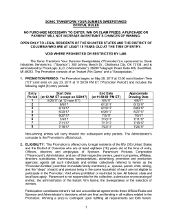 Official Rules - SONIC Transform Your Summer Sweepstakes
