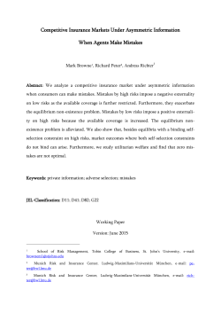 Competitive Insurance Markets Under Asymmetric