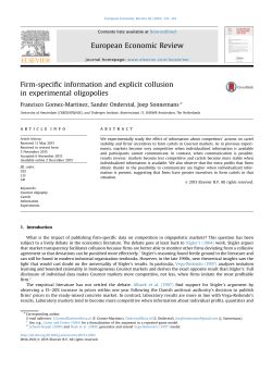 Firm-specific information and explicit collusion in experimental