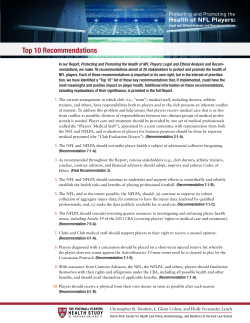 Top 10 Recommendations - Football Players Health Study