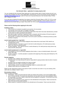 Non Domestic Rates - application for empty property relief