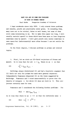 1. First, let me state an ill-fated conjecture of Straus and myself. Is it