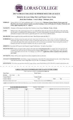 2017 LORAS COLLEGE SUMMER SOCCER LEAGUE