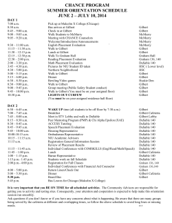 chance program summer orientation schedule june 2 &ndash; july 10, 2014
