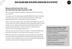 2016 NZGDA Activity Plan - NZ Game Developers Association