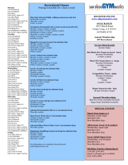 Coastal Gymnastics Proposed Class Schedule