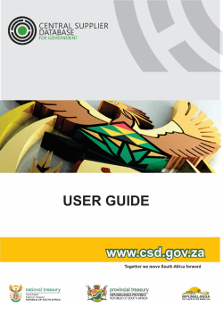Central Supplier Database User Guide, is to serve as a reference