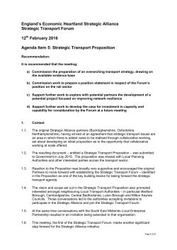 England`s Economic Heartland Strategic Alliance Strategic