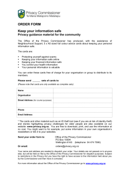 Privacy guidance material for seniors and the community &ndash; Order form