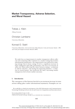 Market Transparency, Adverse Selection, and Moral Hazard