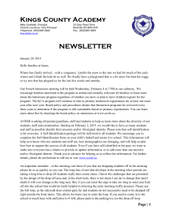 Dear parents - Kings County Academy